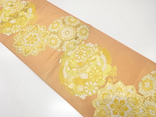 JAPANESE KIMONO / ANTIQUE FUKURO OBI / SILK / WOVEN FLOWER CREST / KAWASHIMA SELKON